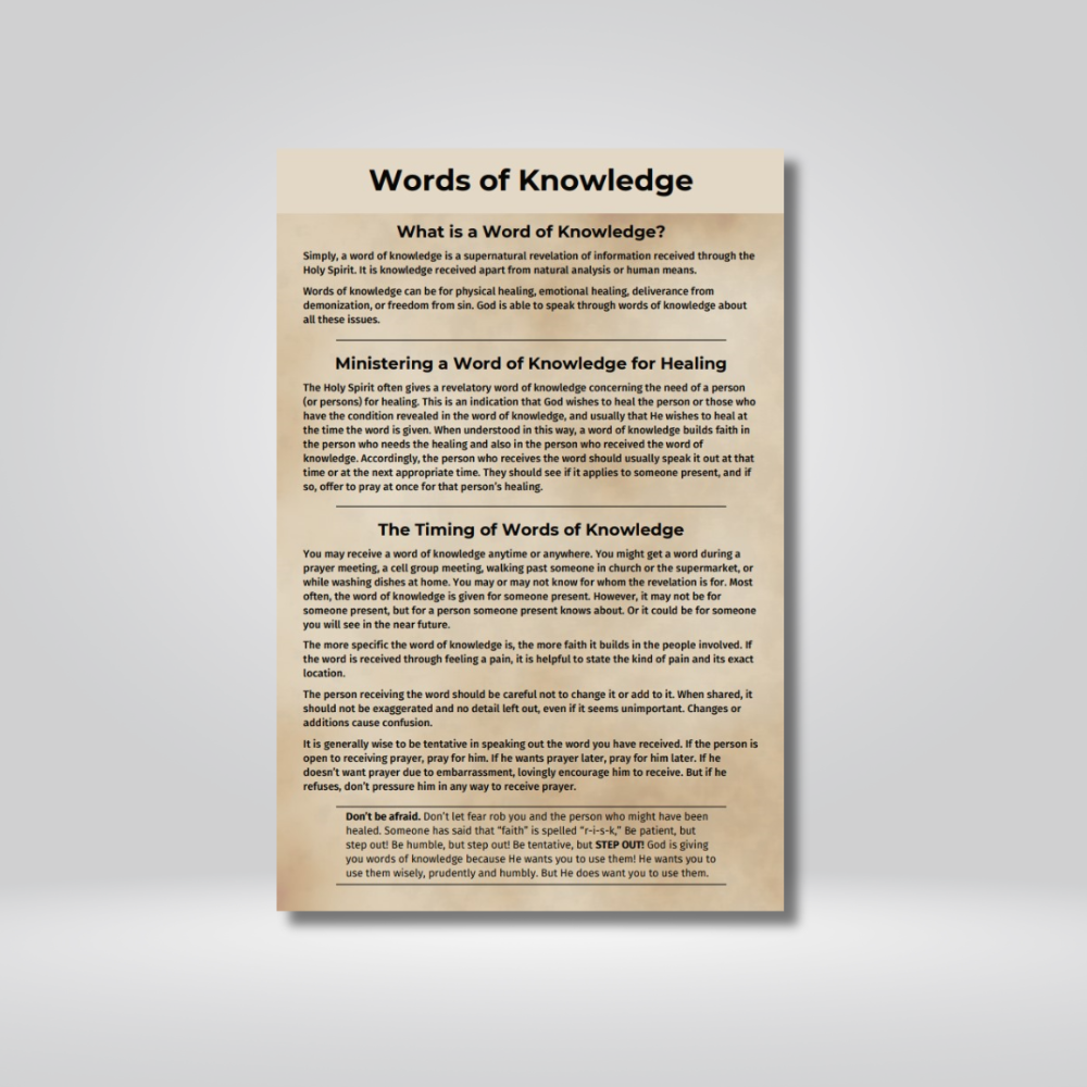 Words of Knowledge Card